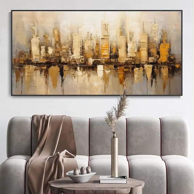 Handmade Oil Painting Canvas Wall Art Decoration Modern Abstract Urban Architecture for Living Room Home Decor Rolled Frameless Unstretched Painting3