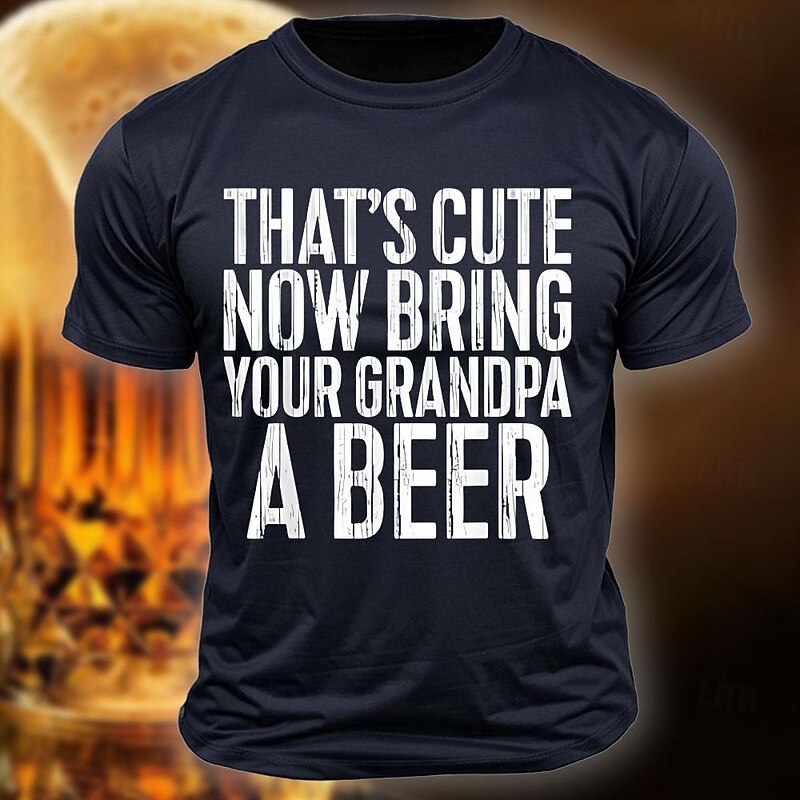 Men's Letter Printed Funny Beer T Shirt Tee Top Cotton Short Sleeve Graphic Shirt Black Army Green Dark Blue Comfortable Tee Street Sports Outdoor Fashion Designer Clothing2