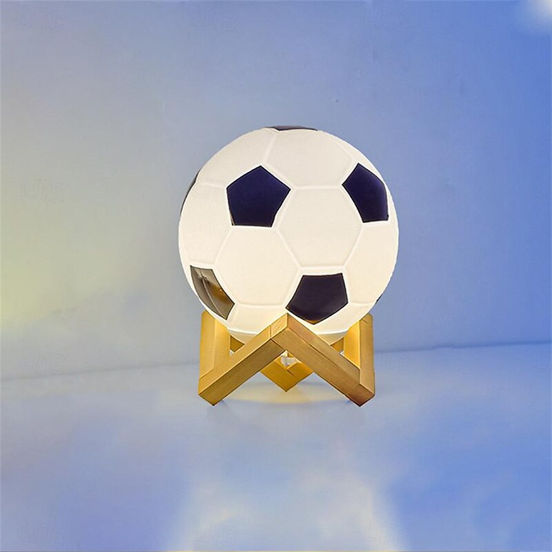 3D Football Night Light Euro Cup Solid Wood Base Small Table Lamp Night Light for Study Home Kids Gift Decorations4