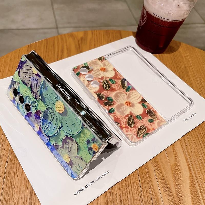 Phone Case For Samsung Galaxy Z Fold 6 Z Fold 5 Z Fold 4 Z Fold 3 Back Cover Ultra Thin Shockproof Flower Floral TPU3