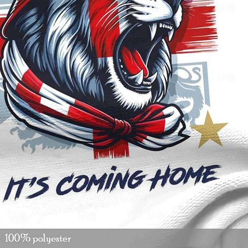 Men's England T Shirt Short Sleeve T shirt 3D Print Crew Neck Shirt Outdoor Athleisure White Summer Spring Clothing Apparel S M L XL XXL XXXL3