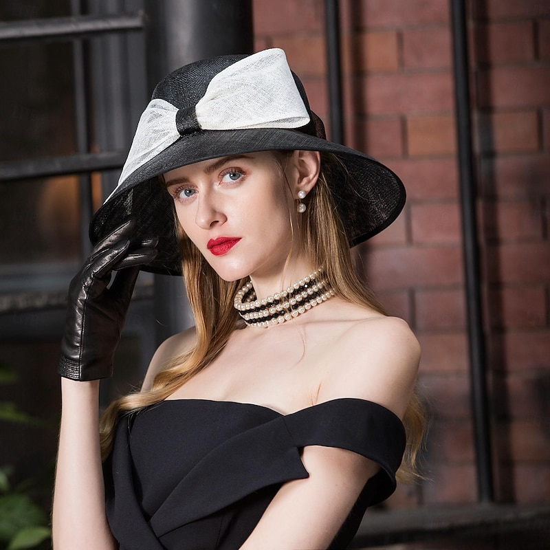Hats Flax Bowler / Cloche Hat Bucket Hat Sun Hat Wedding Tea Party Elegant Wedding With Bowknot Headpiece Headwear2