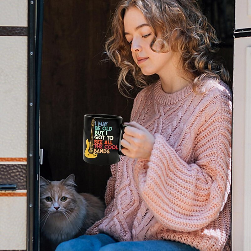 Funny Mug -I May Be Old But I Got To See All the Cool Bands 11 Oz Ceramic Coffee Mugs - Funny Birthday Gifts For Gifts for Rock, Guitar, and Music Lover3