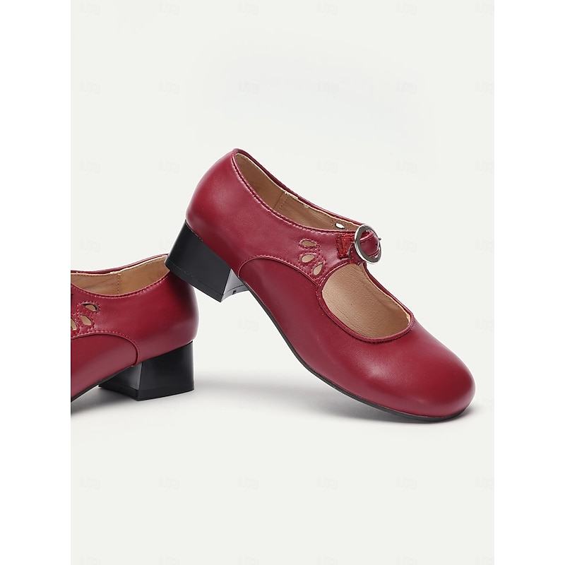 Women's Burgundy Mary Jane Pumps - Classic Low Heel Dress Shoes4