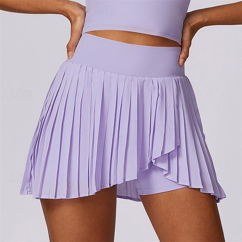 Women's Yoga Skirt Ruched with Phone Pocket High Waist Pilates Gym Workout Workout Shorts Solid Color Black White Sky Blue Sports Activewear Stretchy Slim
