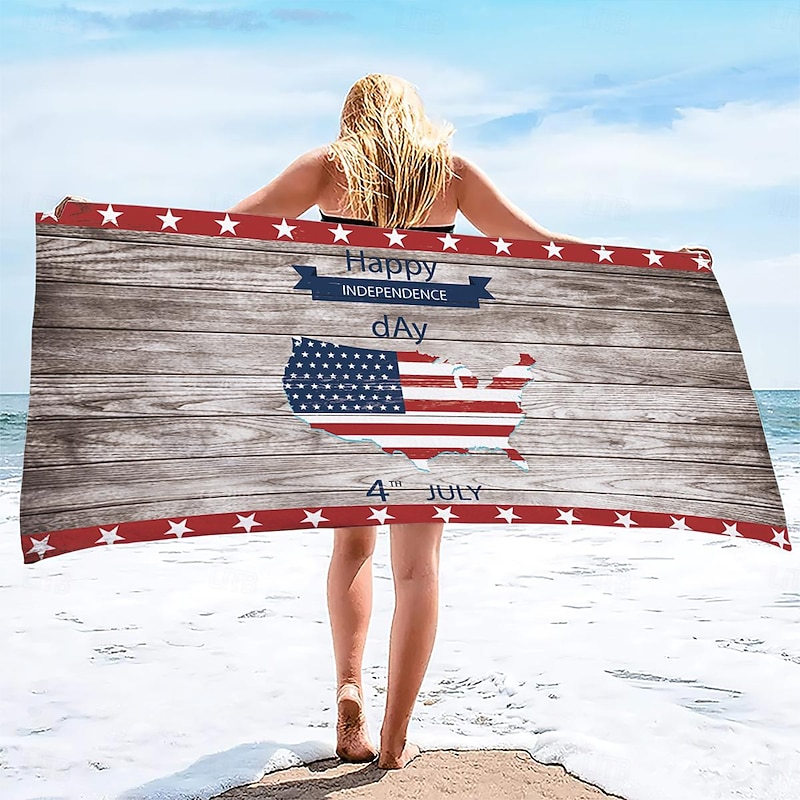 Independence Day Flag Beach Towel 100% Micro Fiber Oversized Soft and Quick-drying Bathroom Towel Super Absorbent Towel Lightweight Travel Towel Suitable for Outdoor Hiking Backpacking2