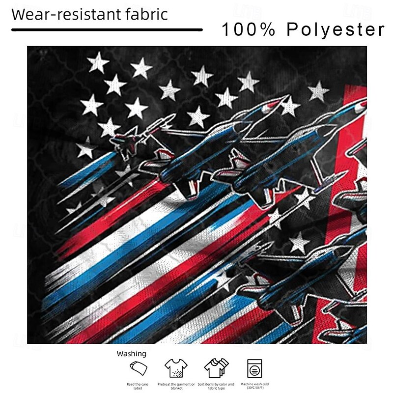 Veterans Day Men's Patriot Patriotic Veteran American US Flag Airplane Patriotic T shirt Short Sleeve T shirt 3D Print Shirt Casual Daily Black Spring & Summer Clothing Apparel S M L XL XXL3