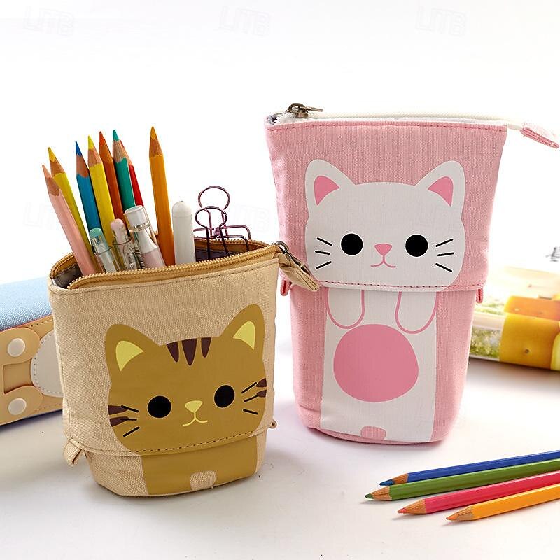 Standing Pencil Case Back to School Cute Telescopic Pen Holder Standing Pencil Pouch Organizer Pop up Pencil Bag Cosmetics Bag Portable Kawaii Stationary3