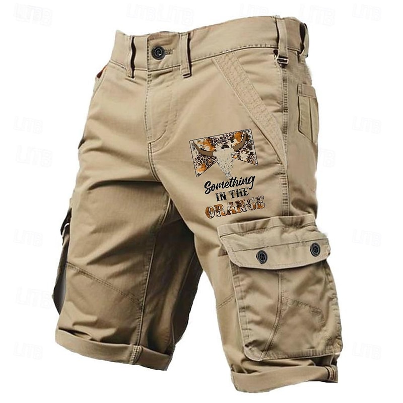 Men's Cow Letter Cargo Shorts Mid Waist Sports Fashion Designer Outdoor Sports Outdoor Casual 6 Pocket Designer Clothing Apparel