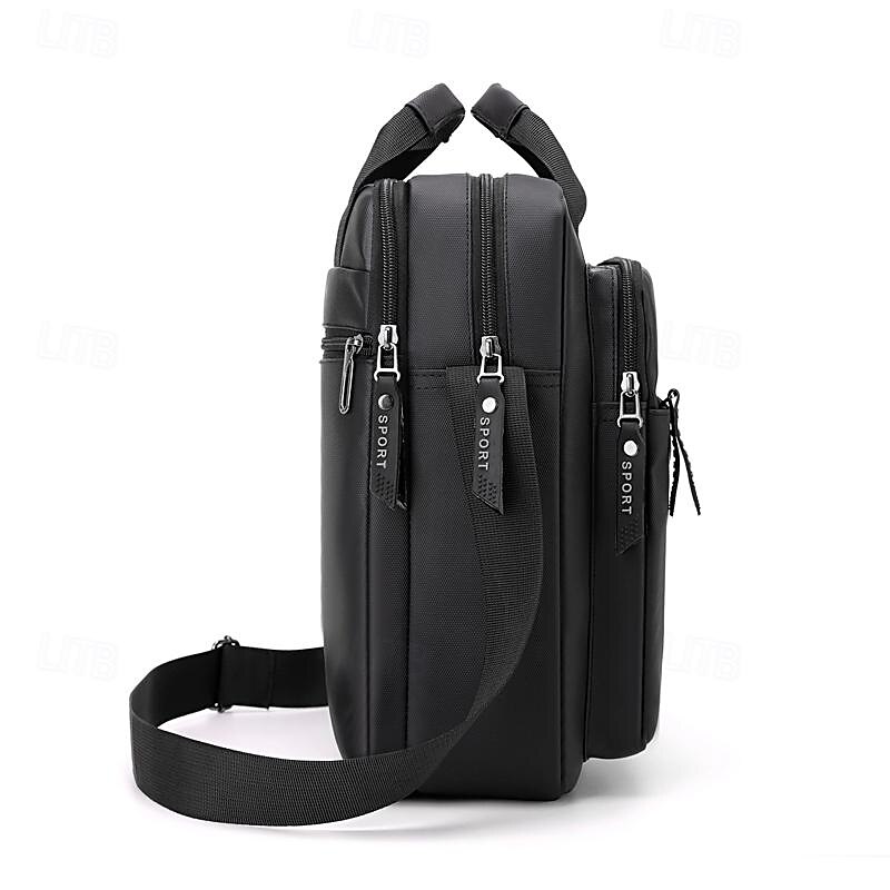 Men's Black Water - Resistant Messenger Bag, Laptop Shoulder Bag with Multi - Pockets for Work Commute Business4