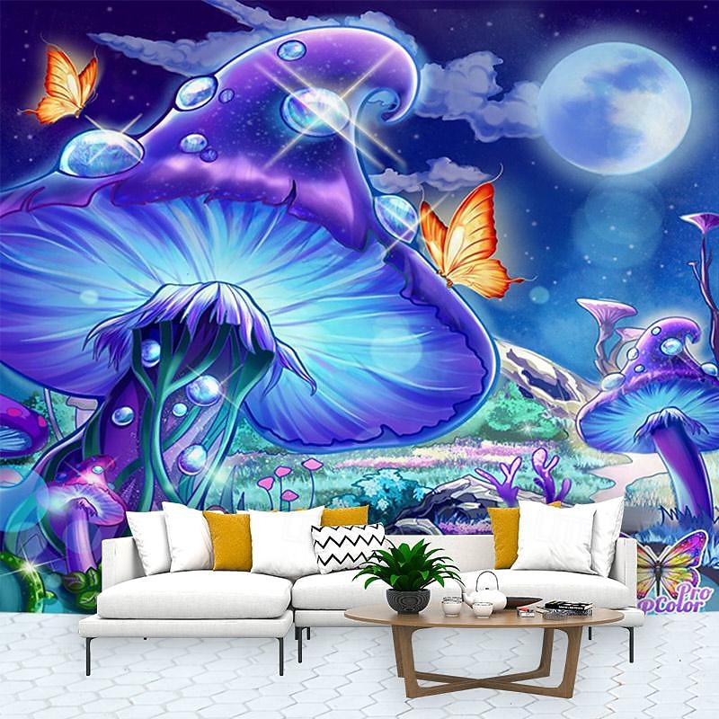 Fantasy Mushroom House Hanging Tapestry Wall Art Large Tapestry Mural Decor Photograph Backdrop Blanket Curtain Home Bedroom Living Room Decoration2