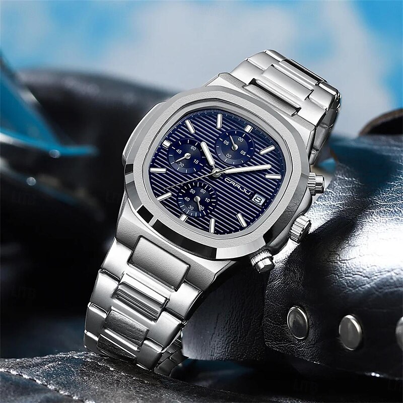CRRJUCRRJUMen Quartz Watch Outdoor Fashion Casual Wristwatch Luminous Calendar Waterproof Decoration Steel Watch4