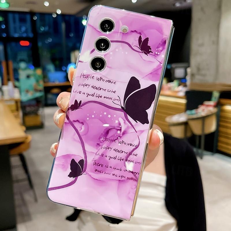 Phone Case For Samsung Galaxy Z Fold 6 Z Fold 5 Z Fold 4 Z Fold 3 Back Cover Ultra Thin Shockproof Butterfly TPU3