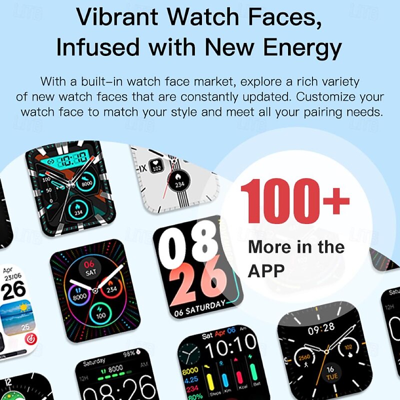 696 P106 Smart Watch 2.06 inch Smartwatch Fitness Running Watch Bluetooth Pedometer Call Reminder Sleep Tracker Compatible with Android iOS Women Men Hands-Free Calls Message Reminder IP 67 38mm4