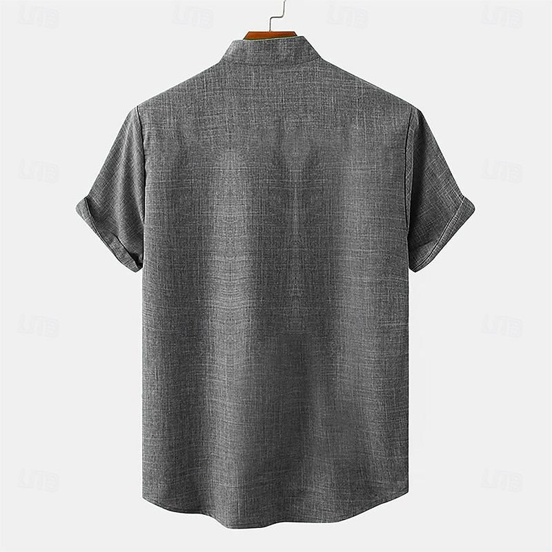 Men's Shirt Linen Shirt Retro Shirts Vintage Shirt Ethnic Shirt Western Outdoor Work Blue Green Gray Short Sleeve Turndown Summer Spring Clothing Apparel2
