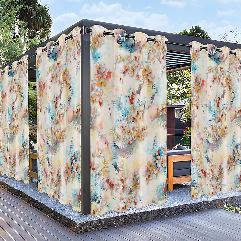 Waterproof Outdoor Curtain Privacy, Sliding Patio Curtain Drapes, Pergola Curtains Grommet Rainbow Color For Gazebo, Balcony, Porch, Party, 1 Panel2