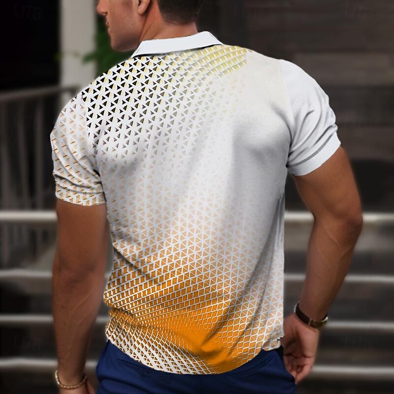 Men's Polo Shirts Golf Shirt Short Sleeve Polo Shirts Collared Shirts Casual Vacation Wear Formal Wear Festival Wear Buttons 3D Print Spring & Summer White2