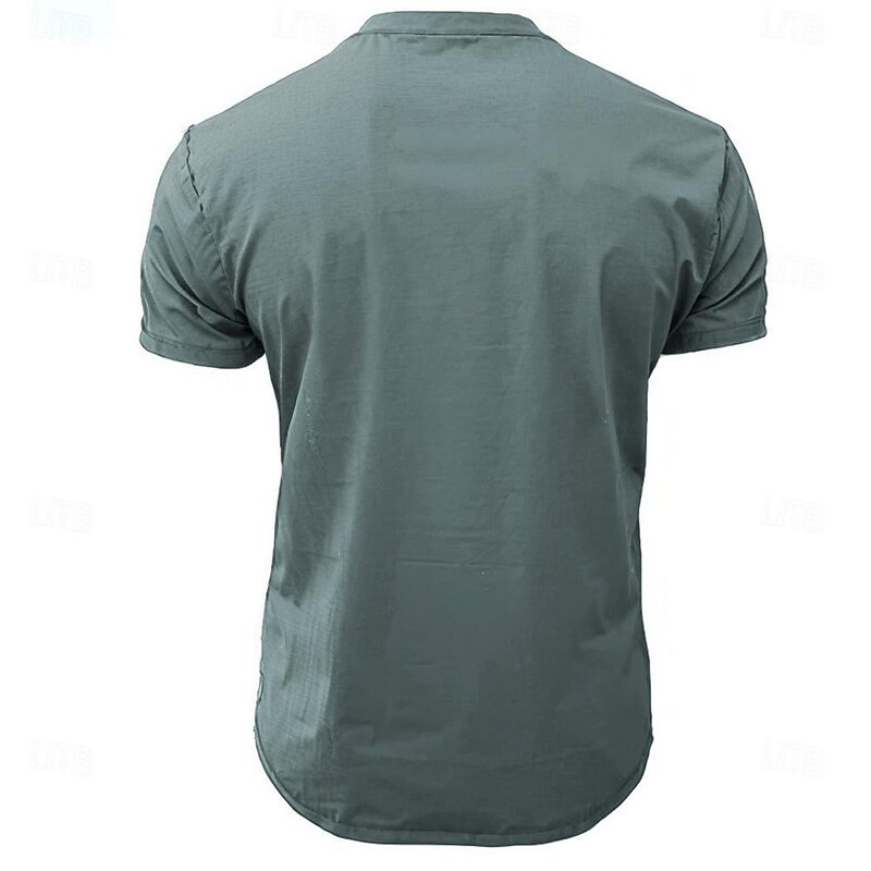 Men's Eagle Patriotism Funny Slang T shirt Henley Shirt Short Sleeve 3D Print Designer Casual Daily Summer Blue Dark Green Green Khaki Gray Henley Henley T-Shirt2