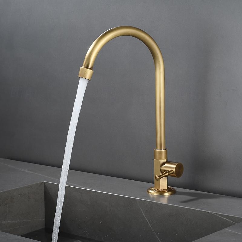 Bathroom Sink Faucet - Classic Antique Brass Mount Outside Single Handle One HoleBath Taps2
