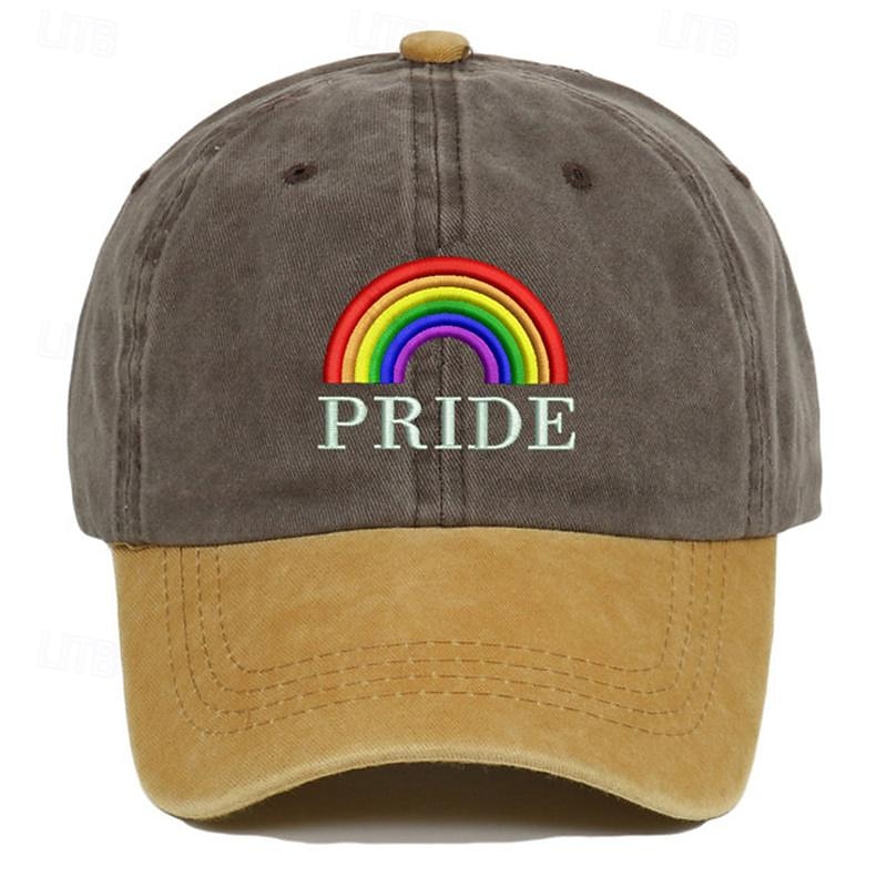 Men's Baseball Cap Sun Hat Trucker Hat Black Red 100% Cotton Embroidered Fashion Casual Street Daily Color Block Rainbow Adjustable Sunscreen Breathable