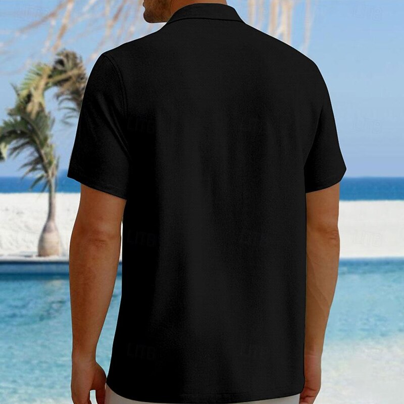 Men's Palm Leaf Tropical Plants Summer Hawaiian Shirt Aloha Shirt Short Sleeves Shirt Turndown Hawaiian Casual Resort Outdoor Vacation Street Black Grey Black Gold S M L2