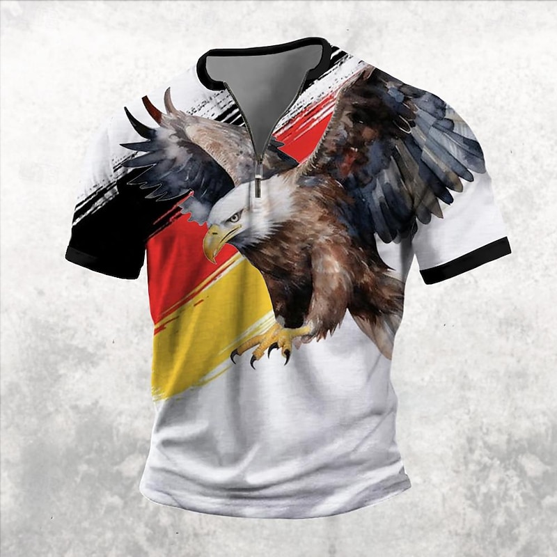 Germany Flag Eagle Patriotic Casual Men's 3D Print T shirt Tee Daily T shirt White Red Dark Blue Short Sleeve Shirt Spring & Summer Clothing Apparel S M L XL XXL 3XL4