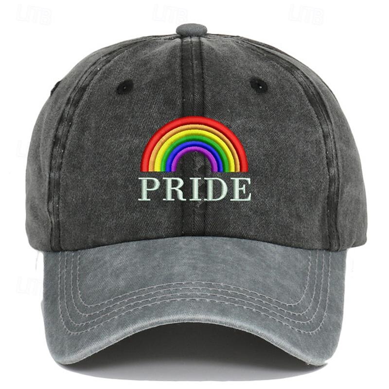 Men's Baseball Cap Sun Hat Trucker Hat Black Red 100% Cotton Embroidered Fashion Casual Street Daily Color Block Rainbow Adjustable Sunscreen Breathable2