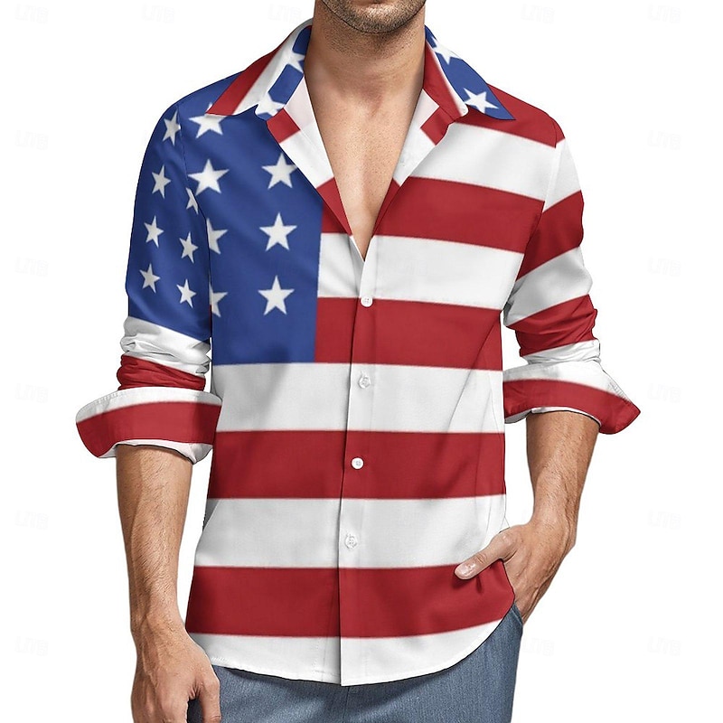 USA Flag Halloween Blouse / Shirt Cosplay Adults' Men's Carnival Independence Day / the Fourth of July July 4 Performance Party Easy Halloween Costumes Dress Up
