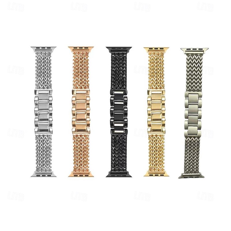 Sport Band Compatible with Apple Watch band 38mm 40mm 41mm 42mm 44mm 45mm 49mm Metal Clasp Luxury Adjustable Stainless Steel Strap Replacement Wristband for iwatch Ultra 2 Series 9 8 7 SE 6 5 4 3 2 13