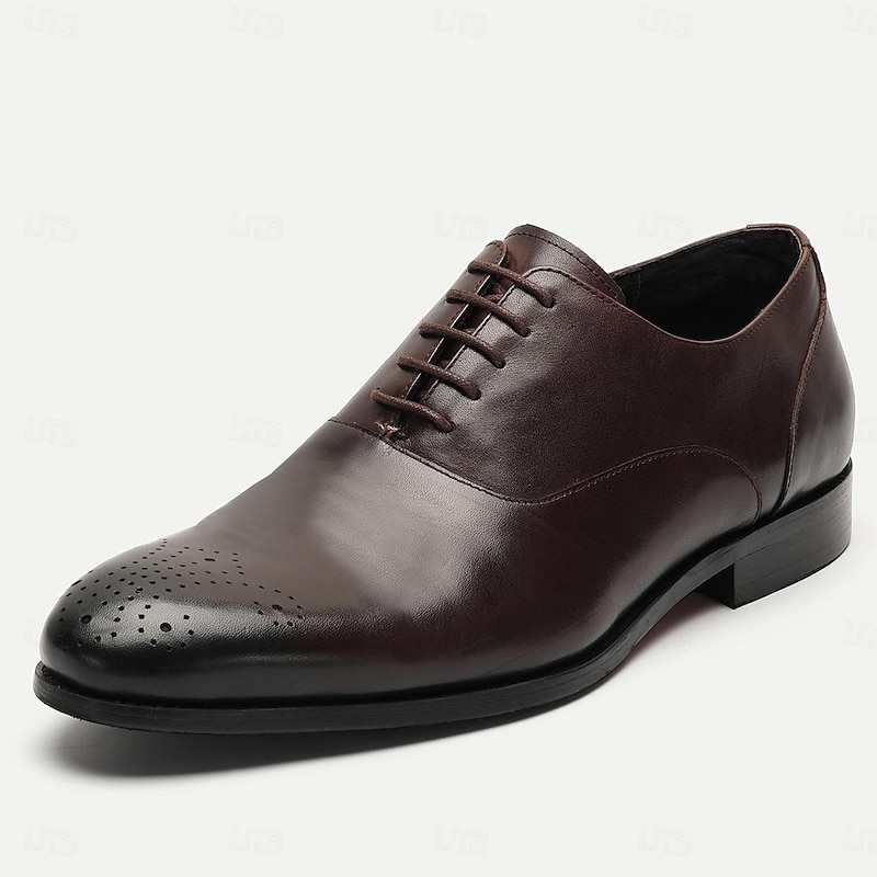 Men's Premium Cowhide Leather Oxford Shoes - Classic Lace-Up Dress Shoes for Formal Events2