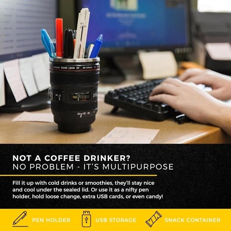 Camera Lens Coffee Mug -13.5oz Gifts for Him, Dad Gifts, Photography, Camera accessories, Novelty Gifts, Gifts for Him2