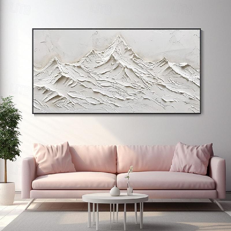 Abstract Mountain Landscape painting Handmade white mountain Oil Painting Textured Knife mountain painting Art White Mountain Bedroom Wall Decor Living Room Decorative Painting2