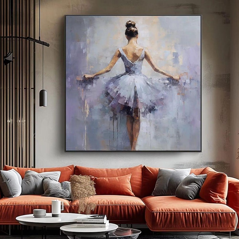 Handmade Oil Painting Canvas Wall Art Decoration Modern Figure Ballerina Girl for Home Dance Studio Decor Rolled Frameless Unstretched Painting