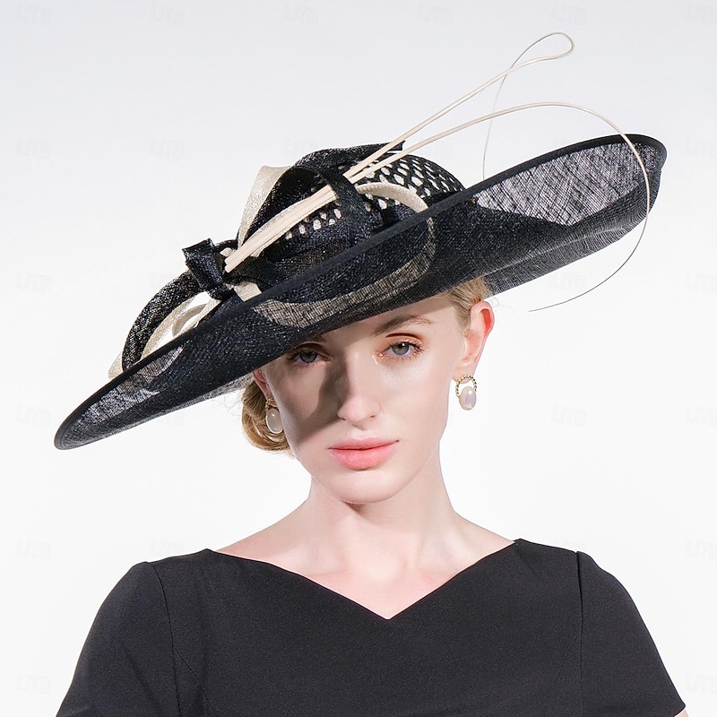 Hats Sinamay Bowler / Cloche Hat Sun Hat Top Hat Wedding Tea Party Elegant Wedding With Feather Bowknot Headpiece Headwear2