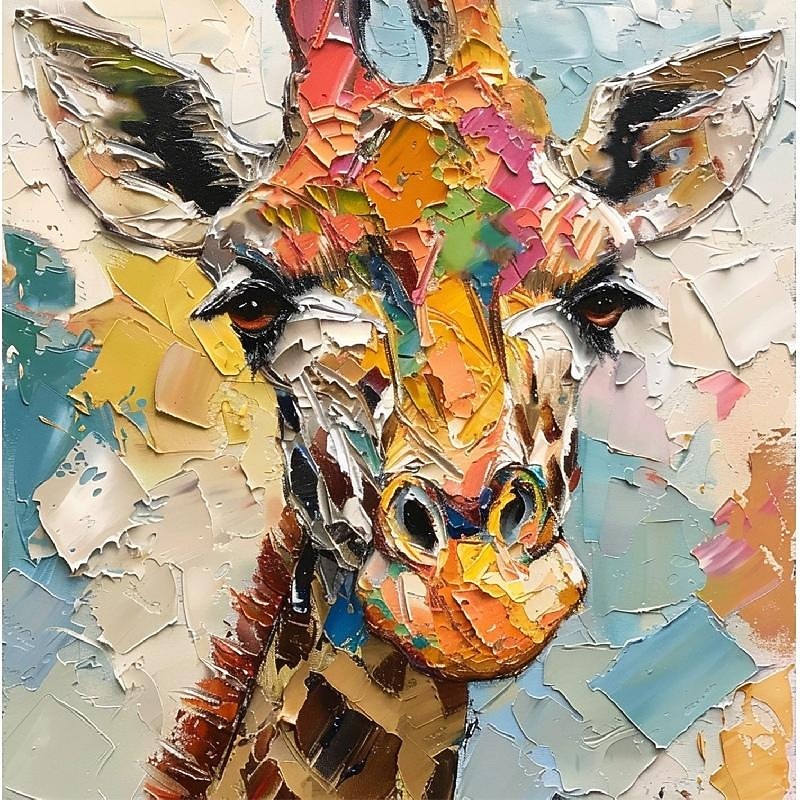 Giraffe  Oil Painting African Animals painting handmade  Wall Art Wild Animals Impasto Textured Artwork Gifts paintings for Kids room decoration3