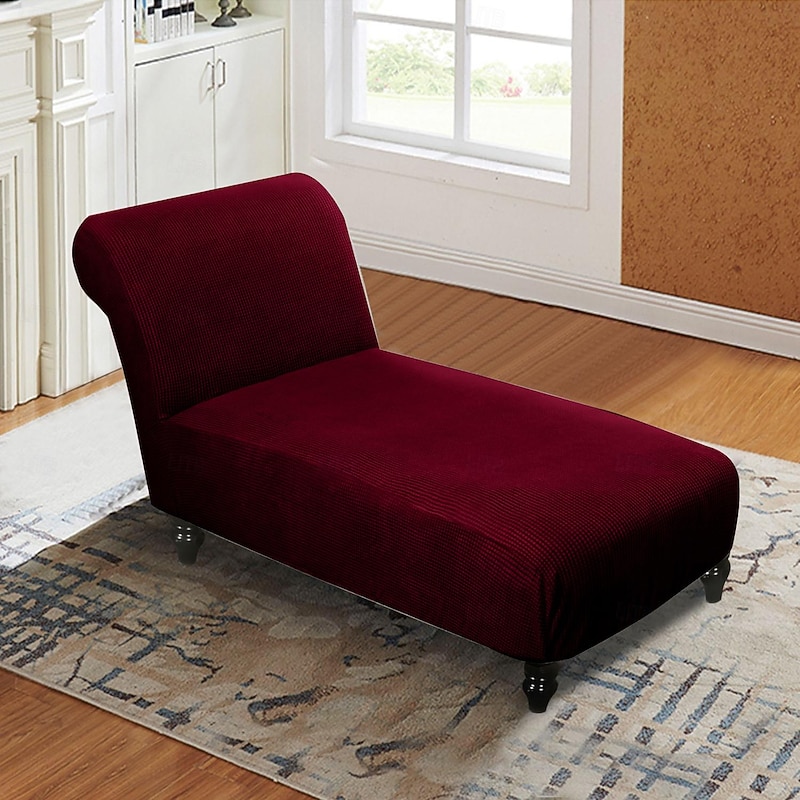 Armless Chaise Lounge Cover, Stretch Lounge Chaise Chair Slipcover Soft Recliner Sofa Slipcover Pet Furniture Protector for Indoor Bedroom Chaise Cover4