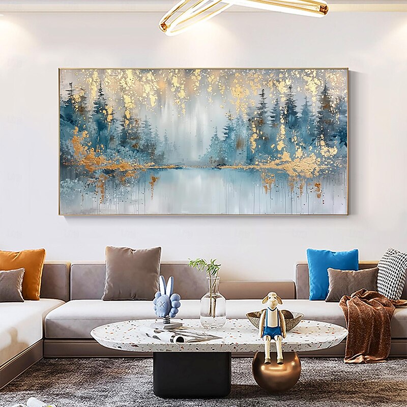 Manual Handmade Oil Painting Hand Painted Horizontal Panoramic Abstract Landscape Modern Realism Rolled Canvas (No Frame)