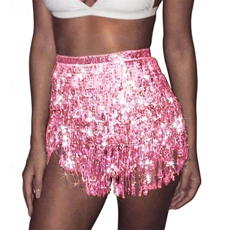 Boho Sequin Tassel Hip Scarf Multilayer Belly Dance Belt Dance Performance Skirt for Women and Girls