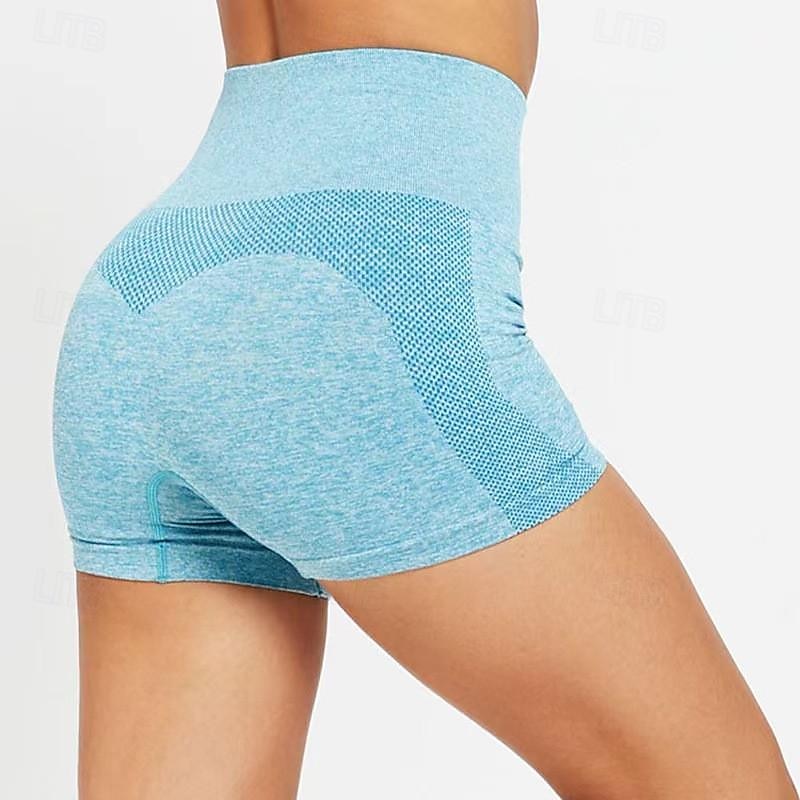 Women's Gym Shorts Yoga Shorts Workout Shorts High Waist Pilates Gym Workout Workout Shorts Solid Color Black Blue Sky Blue Sports Activewear Stretchy Slim