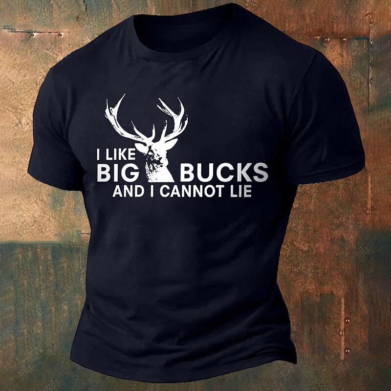 Men's Animal Letter Printed Funny Deer T Shirt Tee Top 100% Cotton Short Sleeve Graphic Shirt Black White Army Green Comfortable Tee Street Sports Outdoor Fashion Designer Clothing4