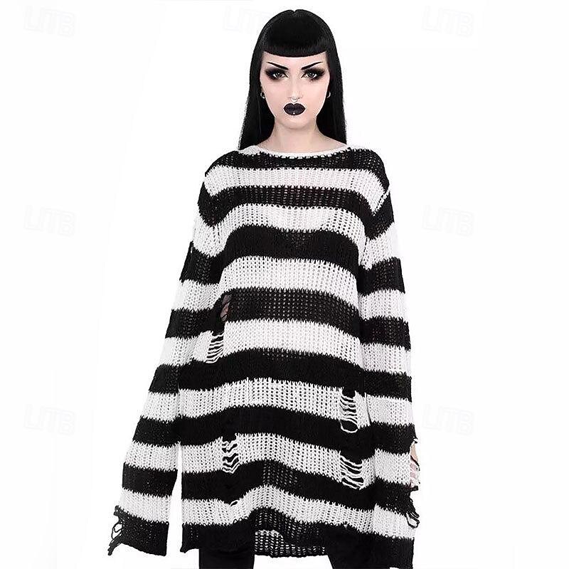 Punk & Gothic Y2K Rib Knit Knitted Cardigans Sweaters Fancy Dress Women's Halloween Carnival Casual Daily Teen Adults' Top Fall & Winter