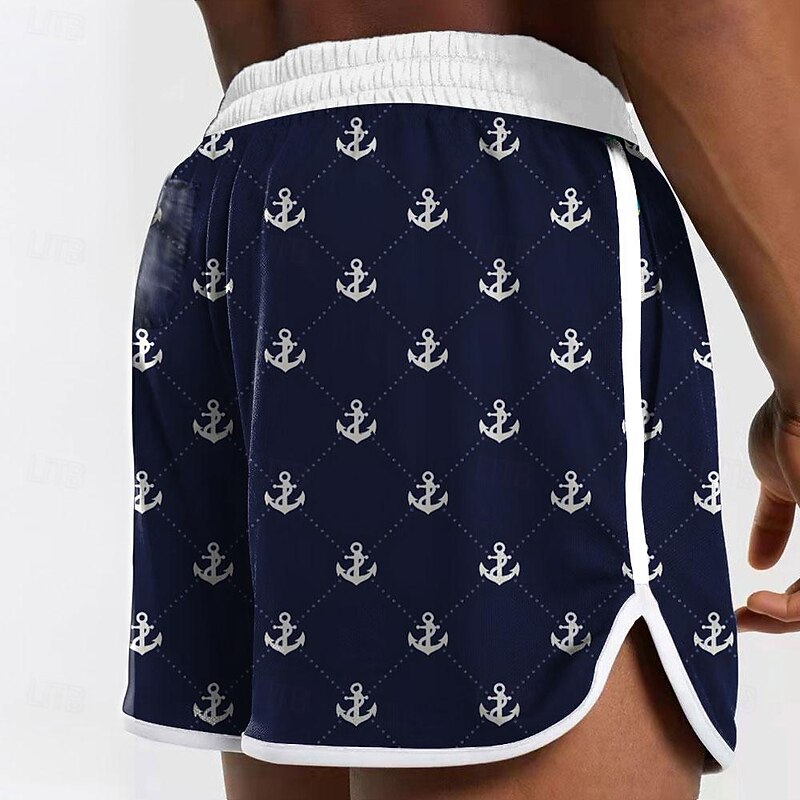 Men's Anchor Swim Trunks Swim Shorts Board Shorts Mid Waist Fashion Designer Athletic Surfing Leisure Sports Holiday Drawstring Pocket Elastic Waist Designer Clothing Apparel2