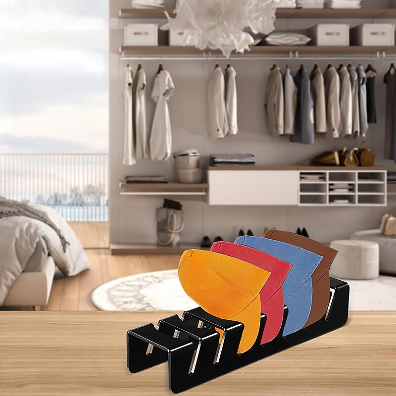 2pcs Acrylic Baseball Cap Holder Large Capacity Hat Rack Organizer Clear & Black Stable Plastic Desktop Display Stand for Caps - Dress Shop Cowboy Hat Storage - Hat Accessories4