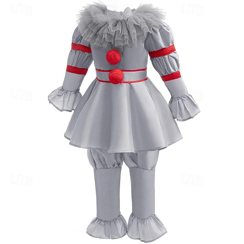 Clown Pennywise Halloween Dress Costume It Carnival Costume Scary Costume Kid's Girls' Carnival Performance Easy Halloween Costumes Dress Up3