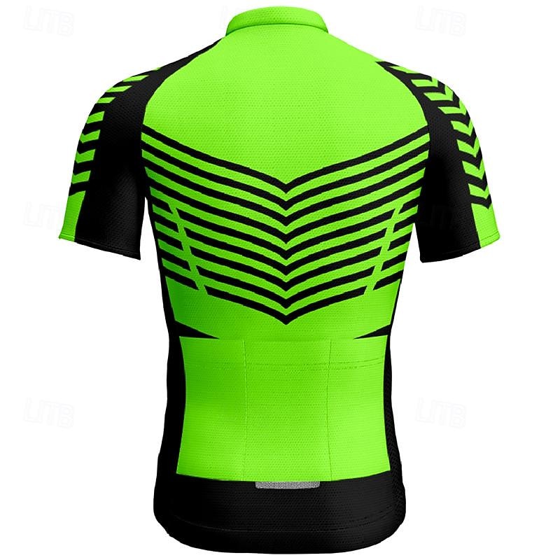 Men's Cycling Jersey Geometic Horizontal Stripes Short Sleeve Bike Tee Tshirt Jersey with 3 Rear Pockets Mountain Bike MTB Quick Dry Anatomic Design Wicking Breathable Sports Yellow Red Royal Blue3