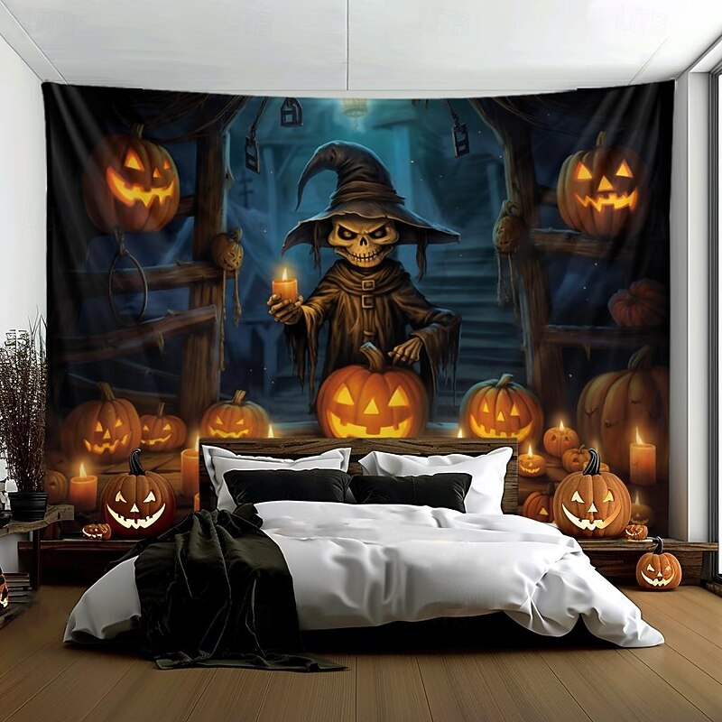 Halloween Decorations Hanging Tapestry Scarecrow Pumpkin Wall Art Large Tapestry Mural Decor Photograph Backdrop Blanket Curtain Home Bedroom Living Room
