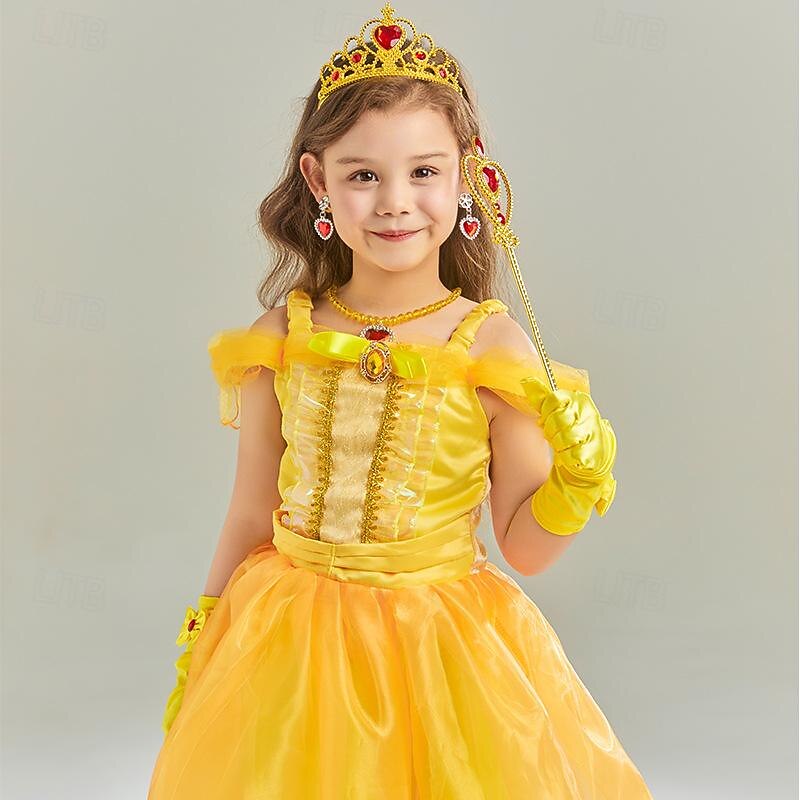 Beauty and the Beast Fairy Tale Princess Belle Flower Girl Dress Theme Party Costume Tulle Dresses Sweet Lolita Movie Cosplay for Girls' Kids Carnival Party / Evening2