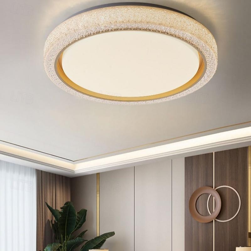 LED Ceiling Lights Dimmable 50cm 1-Light Modern Industrial Art Circular Brushed Metal Semi Flush 42W for Kitchen Bedroom Living Room 220-240V4