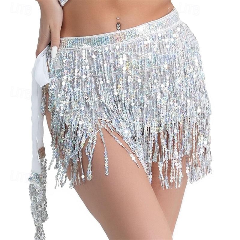 Sequin skirt Sparkle Skirt Belly Dance Hip Scarf Mardi Gras Outfits for Women Space Cowgirl Costume