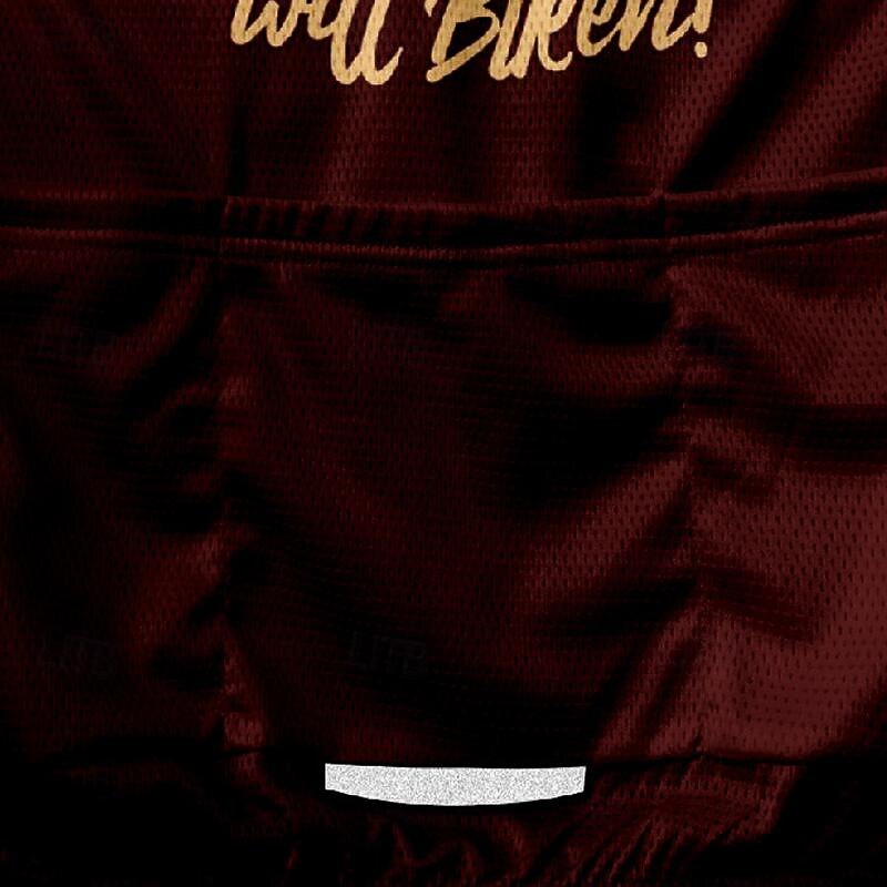 Men's Cycling Jersey Letter & Number Short Sleeve Bike Tee Tshirt Jersey with 3 Rear Pockets Mountain Bike MTB Quick Dry Anatomic Design Wicking Breathable Sports Burgundy Clothing Apparel3